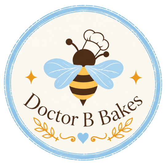 Doctor B Bakes seal: a bee in a chef's hat