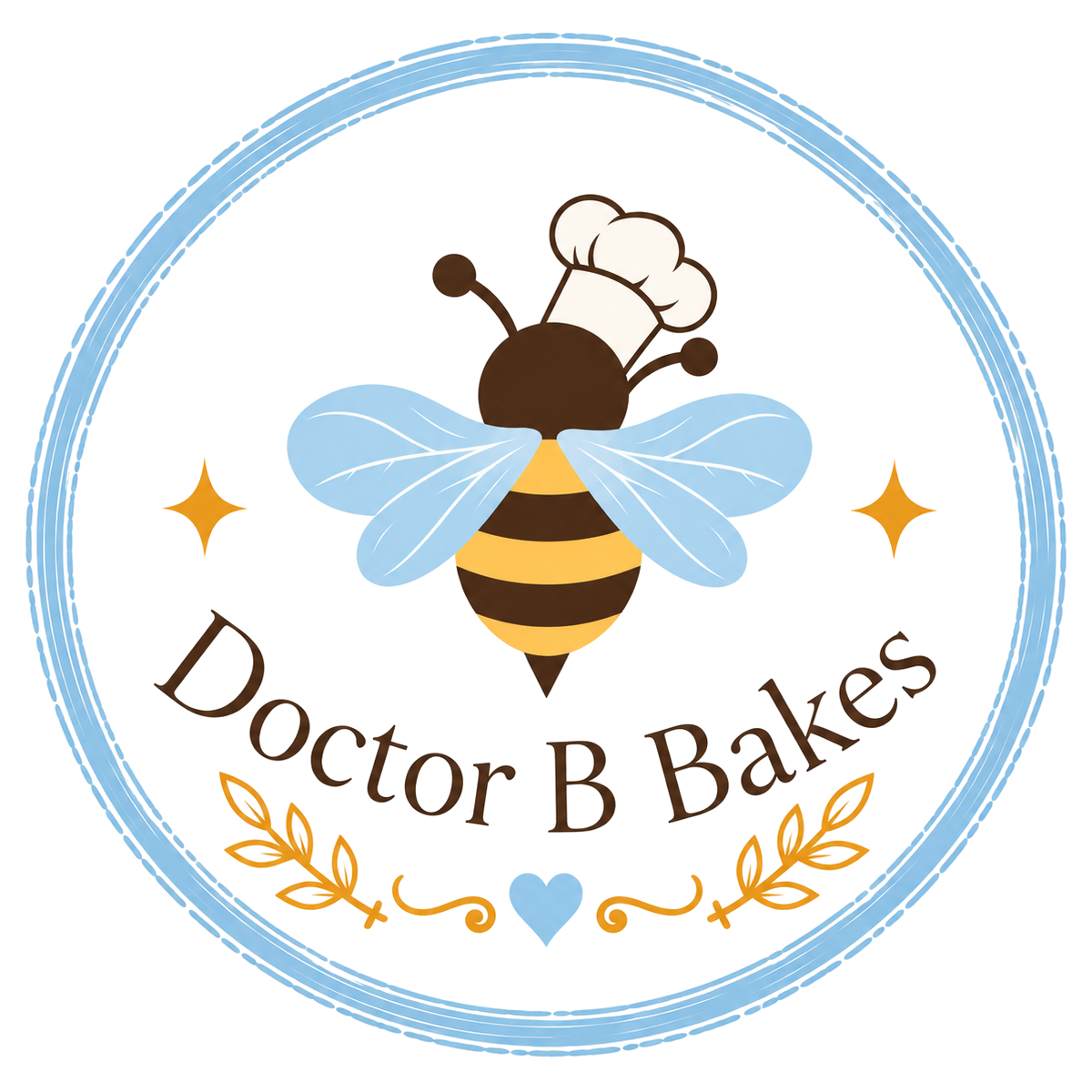 Doctor B Bakes seal: a bee in a chef's hat